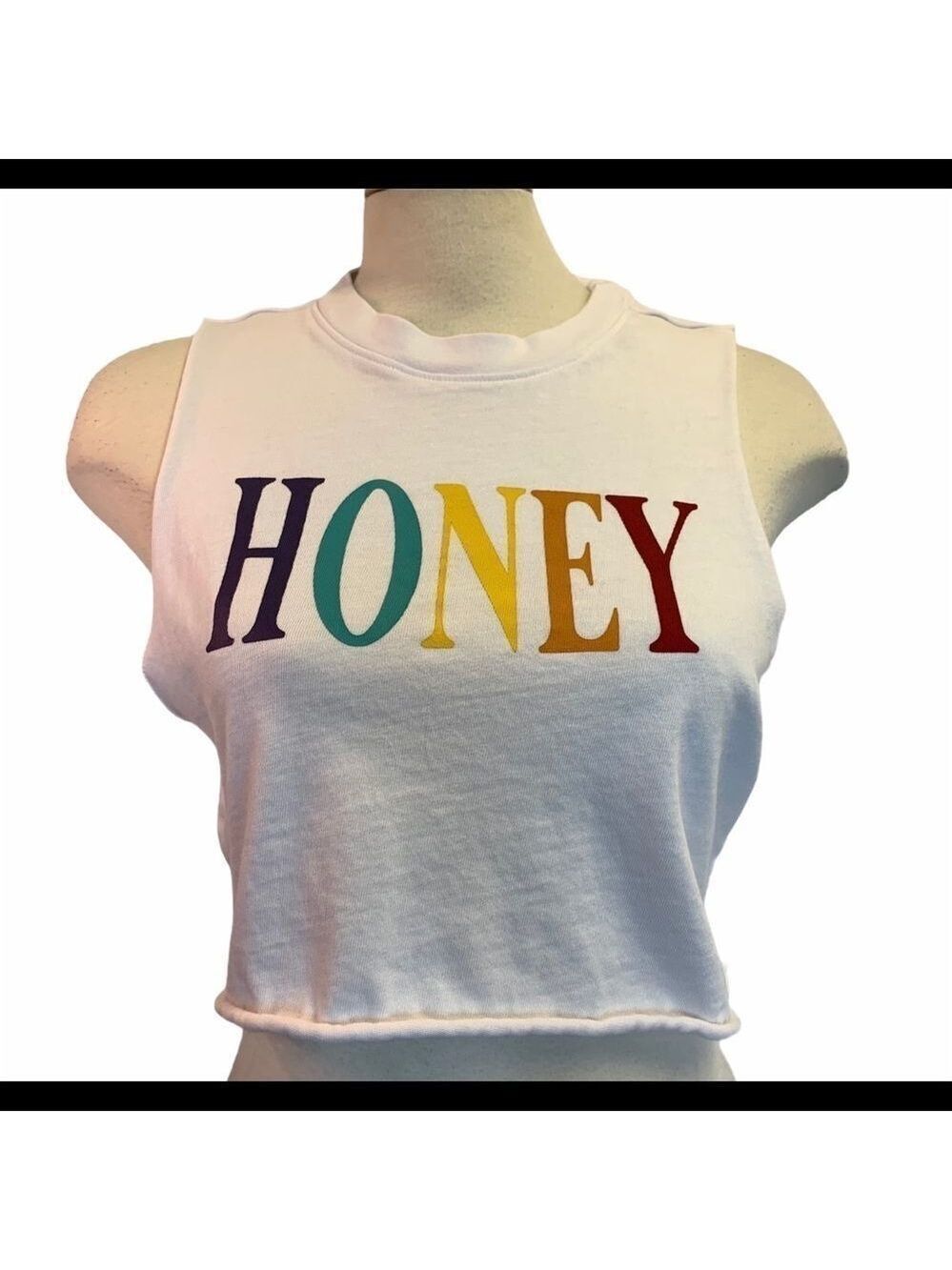 URBAN nation white HONEY cropped tank top size M
